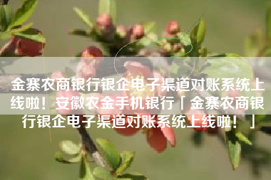 金寨农商银行银企电子渠道对账系统上线啦！安徽农金手机银行「金寨农商银行银企电子渠道对账系统上线啦！」