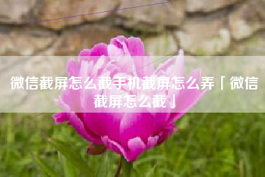 微信截屏怎么截手机截屏怎么弄「微信截屏怎么截」