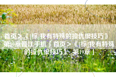 首页＞《[综]我有特殊的拉仇恨技巧》  第19章晋江手机「首页＞《[综]我有特殊的拉仇恨技巧》  第19章」