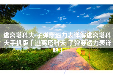 逃离塔科夫 子弹穿透力表详解逃离塔科夫手机版「逃离塔科夫 子弹穿透力表详解」