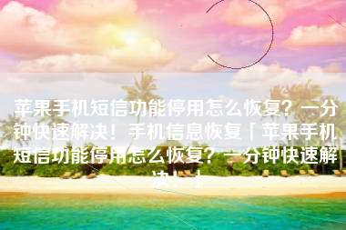 苹果手机短信功能停用怎么恢复？一分钟快速解决！手机信息恢复「苹果手机短信功能停用怎么恢复？一分钟快速解决！」