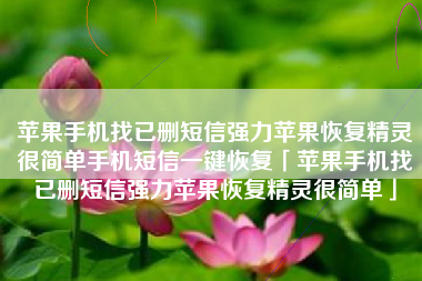 苹果手机找已删短信强力苹果恢复精灵很简单手机短信一键恢复「苹果手机找已删短信强力苹果恢复精灵很简单」