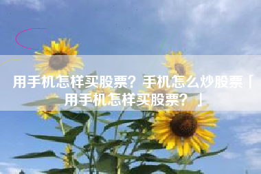 用手机怎样买股票？手机怎么炒股票「用手机怎样买股票？」