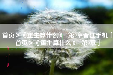 首页＞《重生算什么》  第9章晋江手机「首页＞《重生算什么》  第9章」