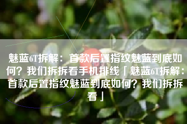 魅蓝6T拆解：首款后置指纹魅蓝到底如何？我们拆拆看手机排线「魅蓝6T拆解：首款后置指纹魅蓝到底如何？我们拆拆看」