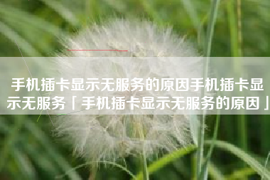 手机插卡显示无服务的原因手机插卡显示无服务「手机插卡显示无服务的原因」