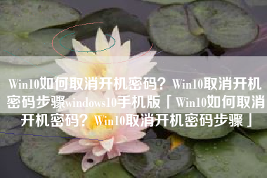 Win10如何取消开机密码？Win10取消开机密码步骤windows10手机版「Win10如何取消开机密码？Win10取消开机密码步骤」