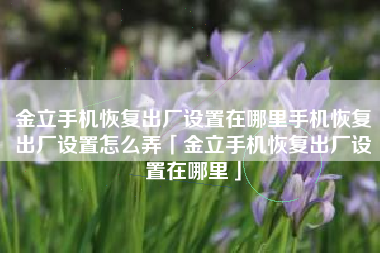 金立手机恢复出厂设置在哪里手机恢复出厂设置怎么弄「金立手机恢复出厂设置在哪里」