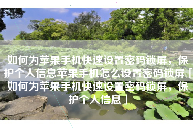 如何为苹果手机快速设置密码锁屏，保护个人信息苹果手机怎么设置密码锁屏「如何为苹果手机快速设置密码锁屏，保护个人信息」