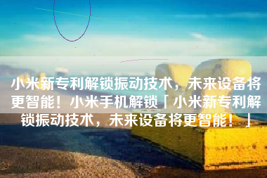 小米新专利解锁振动技术，未来设备将更智能！小米手机解锁「小米新专利解锁振动技术，未来设备将更智能！」