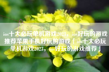 ios十大必玩单机游戏2023，ios好玩的游戏推荐苹果手机好玩的游戏「ios十大必玩单机游戏2023，ios好玩的游戏推荐」