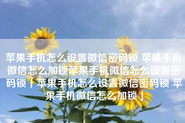苹果手机怎么设置微信密码锁 苹果手机微信怎么加锁苹果手机微信怎么设置密码锁「苹果手机怎么设置微信密码锁 苹果手机微信怎么加锁」
