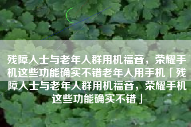 残障人士与老年人群用机福音，荣耀手机这些功能确实不错老年人用手机「残障人士与老年人群用机福音，荣耀手机这些功能确实不错」