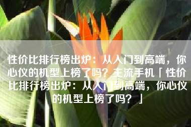 性价比排行榜出炉：从入门到高端，你心仪的机型上榜了吗？主流手机「性价比排行榜出炉：从入门到高端，你心仪的机型上榜了吗？」