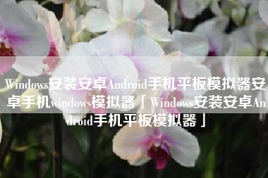 Windows安装安卓Android手机平板模拟器安卓手机windows模拟器「Windows安装安卓Android手机平板模拟器」
