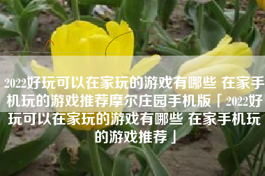 2022好玩可以在家玩的游戏有哪些 在家手机玩的游戏推荐摩尔庄园手机版「2022好玩可以在家玩的游戏有哪些 在家手机玩的游戏推荐」