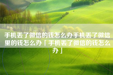 手机丢了微信的钱怎么办手机丢了微信里的钱怎么办「手机丢了微信的钱怎么办」