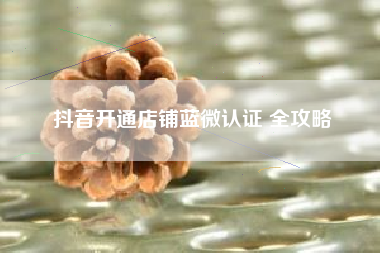抖音开通店铺蓝微认证 全攻略