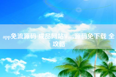 app免流源码 成品网站W灬源码免下载 全攻略