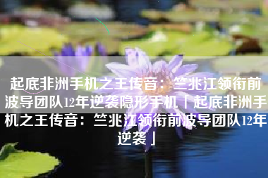 起底非洲手机之王传音：竺兆江领衔前波导团队12年逆袭隐形手机「起底非洲手机之王传音：竺兆江领衔前波导团队12年逆袭」