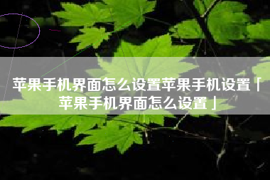 苹果手机界面怎么设置苹果手机设置「苹果手机界面怎么设置」