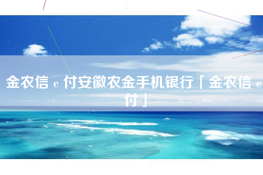 金农信 e 付安徽农金手机银行「金农信 e 付」