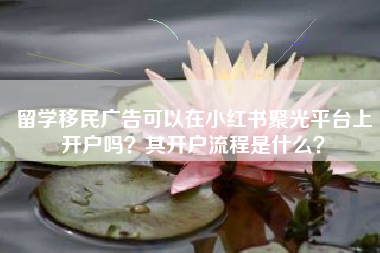 留学移民广告可以在小红书聚光平台上开户吗？其开户流程是什么？