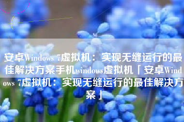 安卓Windows 7虚拟机：实现无缝运行的最佳解决方案手机windows虚拟机「安卓Windows 7虚拟机：实现无缝运行的最佳解决方案」
