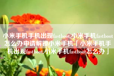 小米手机手机出现fastboot,小米手机fastboot怎么办申请解锁小米手机「小米手机手机出现fastboot,小米手机fastboot怎么办」