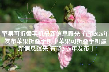 苹果可折叠手机最新信息曝光 有望2026年发布苹果折叠手机「苹果可折叠手机最新信息曝光 有望2026年发布」