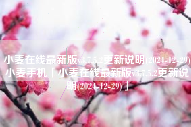 小麦在线最新版v3.7.5.2更新说明(2024-12-29)小麦手机「小麦在线最新版v3.7.5.2更新说明(2024-12-29)」