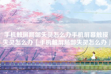 手机触屏局部失灵怎么办手机屏幕触摸失灵怎么办「手机触屏局部失灵怎么办」