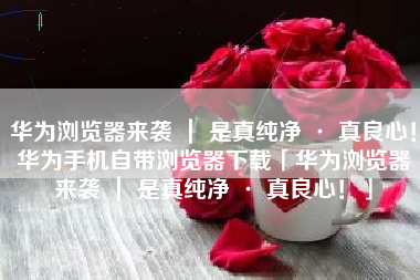 华为浏览器来袭 ｜ 是真纯净 · 真良心！华为手机自带浏览器下载「华为浏览器来袭 ｜ 是真纯净 · 真良心！」