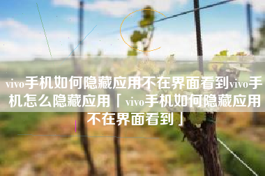 vivo手机如何隐藏应用不在界面看到vivo手机怎么隐藏应用「vivo手机如何隐藏应用不在界面看到」
