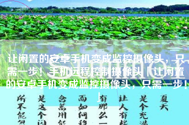 让闲置的安卓手机变成监控摄像头，只需一步！手机远程控制摄像头「让闲置的安卓手机变成监控摄像头，只需一步！」