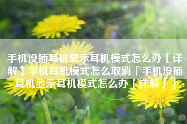 手机没插耳机显示耳机模式怎么办【详解】手机耳机模式怎么取消「手机没插耳机显示耳机模式怎么办【详解】」