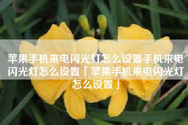 苹果手机来电闪光灯怎么设置手机来电闪光灯怎么设置「苹果手机来电闪光灯怎么设置」