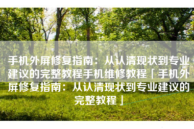 手机外屏修复指南：从认清现状到专业建议的完整教程手机维修教程「手机外屏修复指南：从认清现状到专业建议的完整教程」