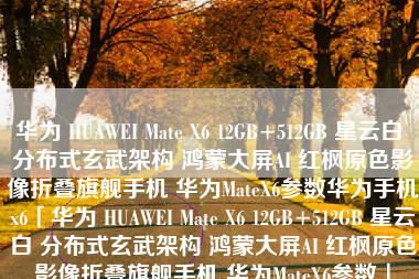 华为 HUAWEI Mate X6 12GB+512GB 星云白 分布式玄武架构 鸿蒙大屏AI 红枫原色影像折叠旗舰手机 华为MateX6参数华为手机x6「华为 HUAWEI Mate X6 12GB+512GB 星云白 分布式玄武架构 鸿蒙大屏AI 红枫原色影像折叠旗舰手机 华为MateX6参数」