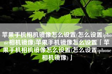 苹果手机相机镜像怎么设置(怎么设置iphone相机镜像)苹果手机镜像怎么设置「苹果手机相机镜像怎么设置(怎么设置iphone相机镜像)」