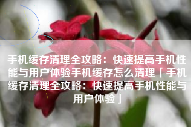 手机缓存清理全攻略：快速提高手机性能与用户体验手机缓存怎么清理「手机缓存清理全攻略：快速提高手机性能与用户体验」