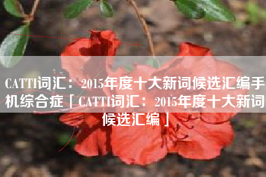 CATTI词汇：2015年度十大新词候选汇编手机综合症「CATTI词汇：2015年度十大新词候选汇编」