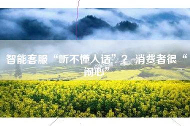 智能客服“听不懂人话”？ 消费者很“闹心”