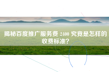揭秘百度推广服务费 2400 究竟是怎样的收费标准？