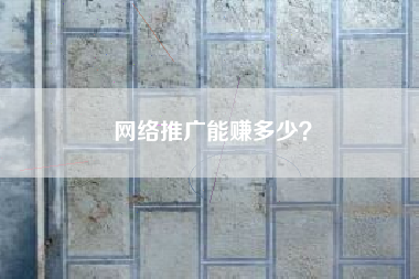 网络推广能赚多少？