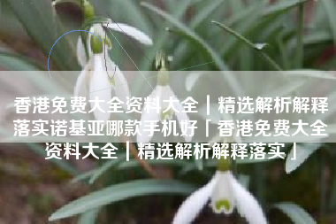 香港免费大全资料大全｜精选解析解释落实诺基亚哪款手机好「香港免费大全资料大全｜精选解析解释落实」