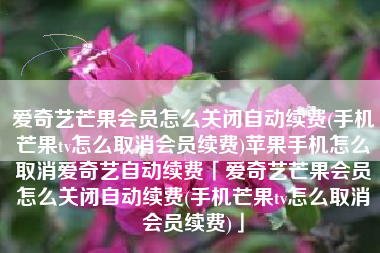 爱奇艺芒果会员怎么关闭自动续费(手机芒果tv怎么取消会员续费)苹果手机怎么取消爱奇艺自动续费「爱奇艺芒果会员怎么关闭自动续费(手机芒果tv怎么取消会员续费)」