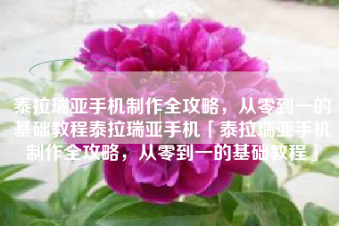 泰拉瑞亚手机制作全攻略，从零到一的基础教程泰拉瑞亚手机「泰拉瑞亚手机制作全攻略，从零到一的基础教程」