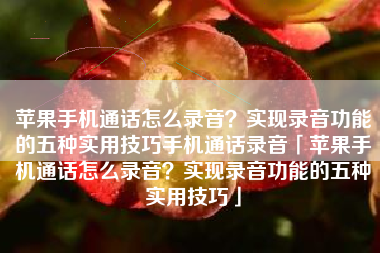 苹果手机通话怎么录音？实现录音功能的五种实用技巧手机通话录音「苹果手机通话怎么录音？实现录音功能的五种实用技巧」