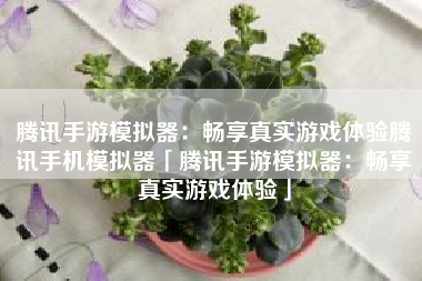 腾讯手游模拟器：畅享真实游戏体验腾讯手机模拟器「腾讯手游模拟器：畅享真实游戏体验」